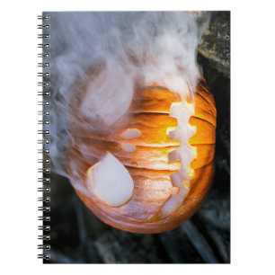 Caderno Espiral Abóbora de Halloween Jack-o-Lantern em chamas