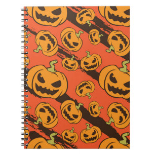 Caderno Espiral Abóbora-de-Halloween: Padrão Invisível e Sem Olho