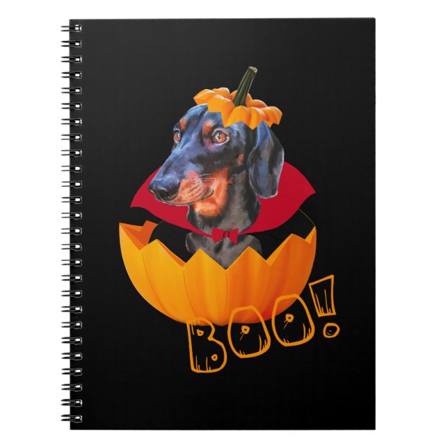 Caderno Espiral Abóbora de salsicha das bruxas (Frente)