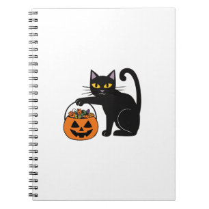 Caderno Espiral Abóbora do Gato Preto do Halloween Jack O 'Lantern