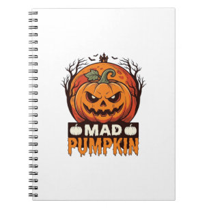 Caderno Espiral Abóbora Louca Desenho de Gravura Vintage de Hallow