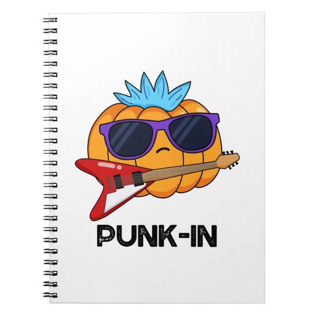 Caderno Espiral Abóbora Punk Rock Engraçada Pun  (Frente)