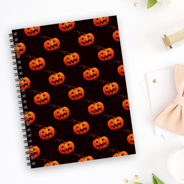Caderno Espiral Abóboras de Halloween, Abóboras Laranjas Doces ou  (Criador carregado)