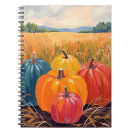 Caderno Espiral Abóboras de Outono | Aquarela de Paisagem de Outon