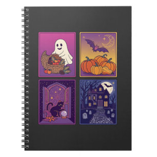 Caderno Espiral Abóboras Fantasmas de Halloween Casa Assombrada Ga