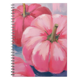 Caderno Espiral Abóboras Rosa Bonitas Aquarela