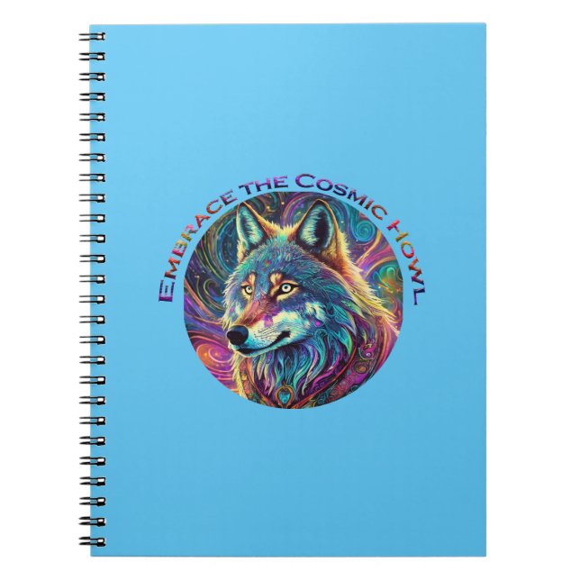 Caderno Espiral Abrace o Lobo de Howl Cósmico (Frente)