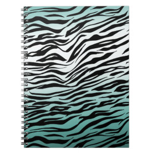 Caderno Espiral Abre de impressão Aqua Mint Black Zebra