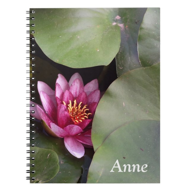 Caderno Espiral Abrir Nome Personalizado de Flor de Lotus (Frente)