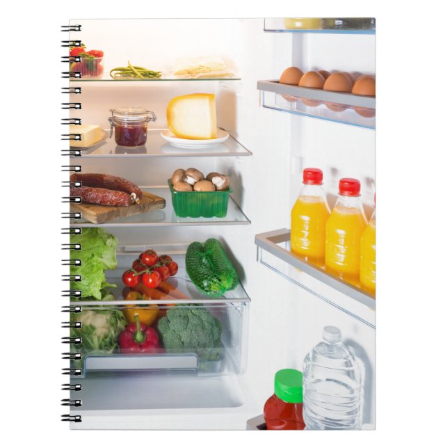 Caderno Espiral Abrir o frigorífico cheio de comida (Frente)