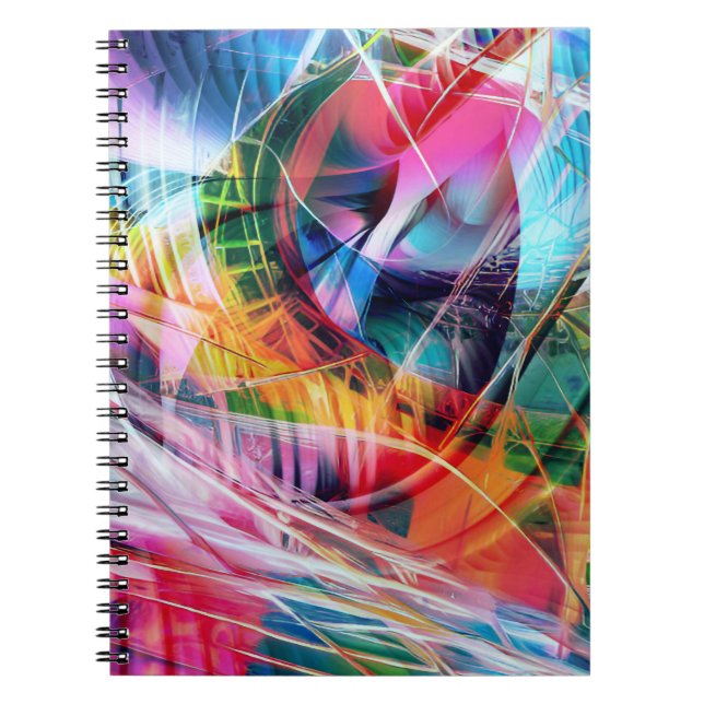 Caderno Espiral Abstração de Linhas Dinâmicas (Frente)