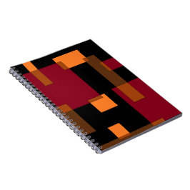 Caderno Espiral Abstração Geométrica Laranja Vermelho Preto