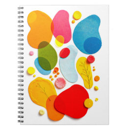 Caderno Espiral Abstract Colorful Organic Shapes Botanical Collage