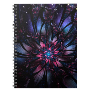 Caderno Espiral Abstract fractal flower design.
