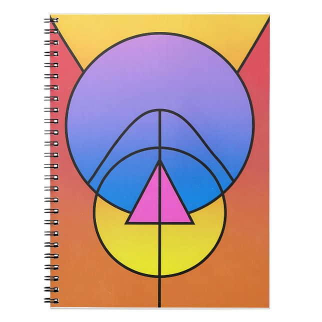 Caderno Espiral Abstract Geometric Circles Line Colorful  (Frente)
