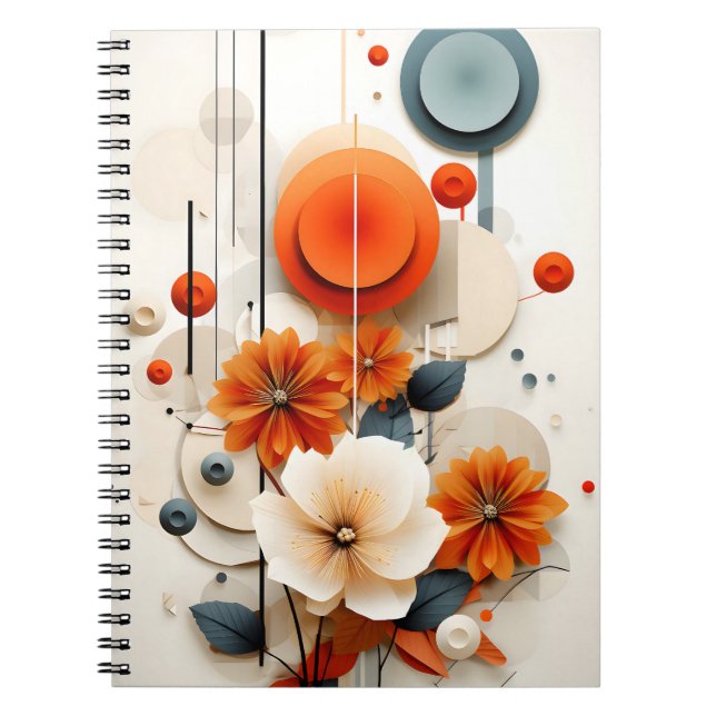 Caderno Espiral Abstract Geometric Floral (Frente)