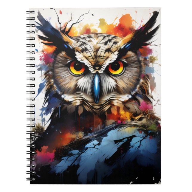 Caderno Espiral Abstract Owl | Notebook Journal (Frente)