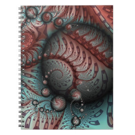 Caderno Espiral Abstract Vivid Fantasy Fractal Art Brown Blue
