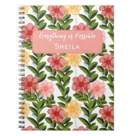 Caderno Espiral Abstract Watercolour Florals Notebook