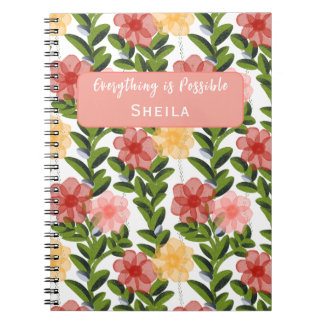 Caderno Espiral Abstract Watercolour Florals Notebook