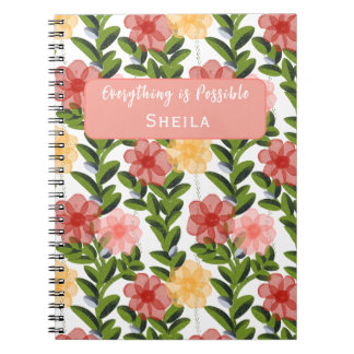 Caderno Espiral Abstract Watercolour Florals Notebook