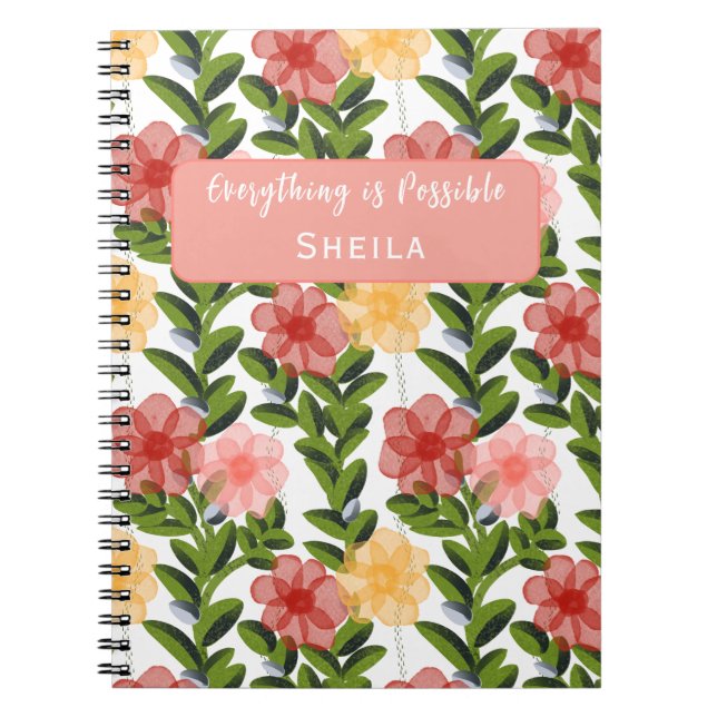 Caderno Espiral Abstract Watercolour Florals Notebook (Frente)