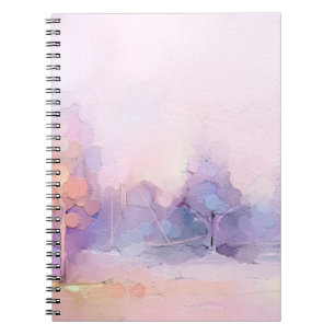 Caderno Espiral Abstrato a pintar a paisagem da floresta de invern
