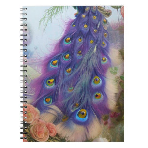Caderno Espiral Abstrato AI Art Purple Peacock
