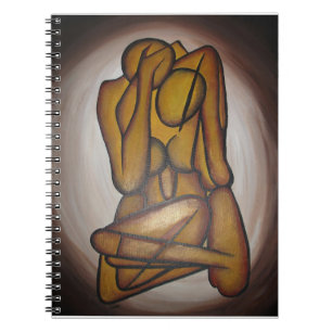Caderno Espiral Abstrato Amadurece Arte Contemporânea Em Ochre E N
