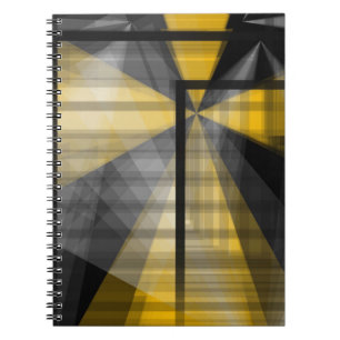 Caderno Espiral Abstrato amarelo do preto