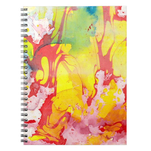 Caderno Espiral Abstrato Amarelo Vermelho  Moderno da Tendência Pe (Frente)