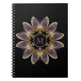 Caderno Espiral Abstrato Angel Wings Mandala Fractal Monograma