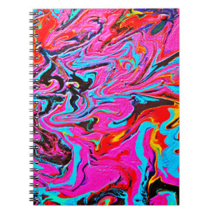 Caderno Espiral Abstrato Art, Fundo, Pintura Mão, Fluid Ar