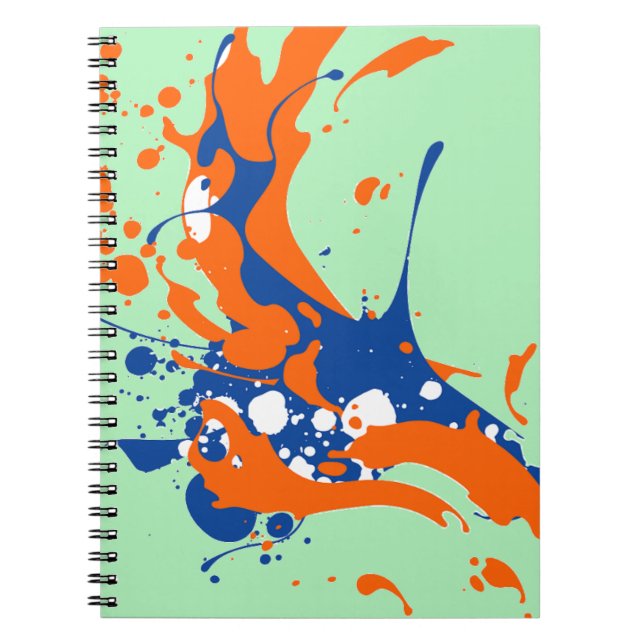 Caderno Espiral Abstrato Art Mint Green Moderna Pintura de Arte (Frente)