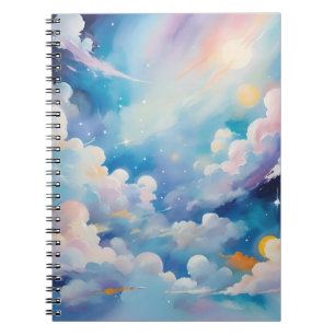 Caderno Espiral Abstrato arte com tema do céu