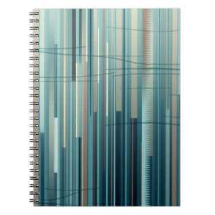 Caderno Espiral Abstrato Azul e Linhas Verticais Marrãs Arte Digit