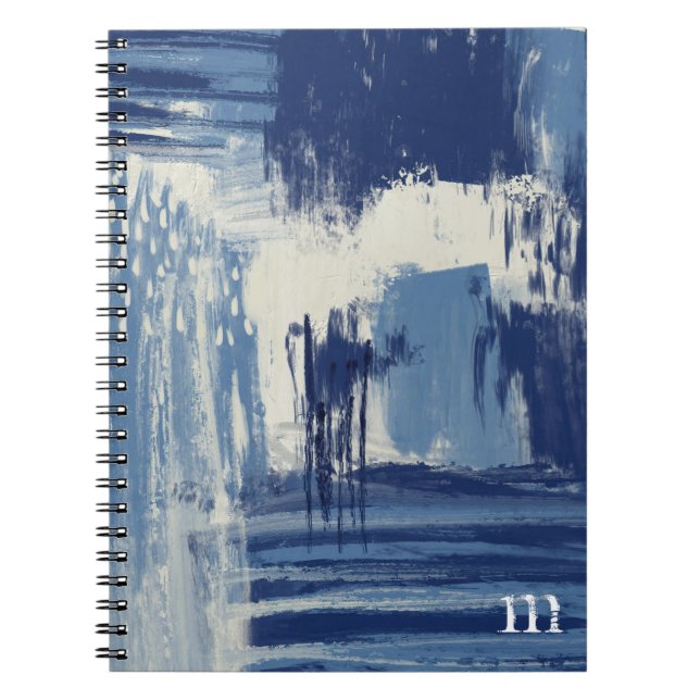 Caderno Espiral Abstrato Blue e Ivory Photo (Frente)