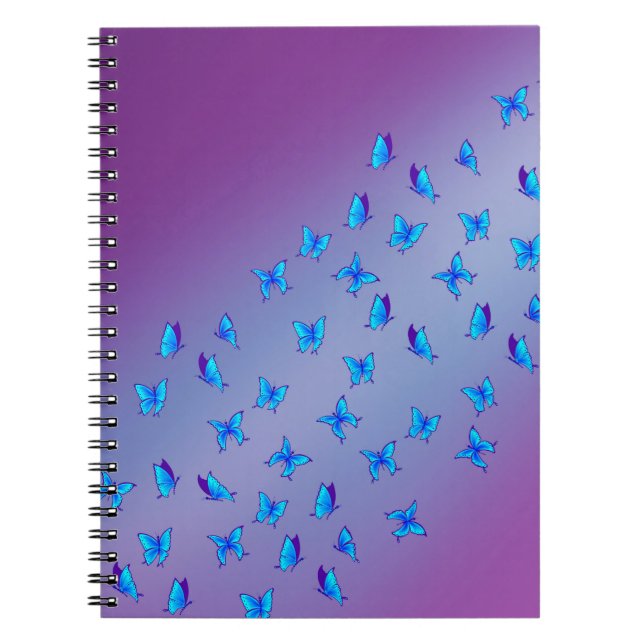 Caderno Espiral Abstrato Blue Moonbeams and Butflies (Frente)