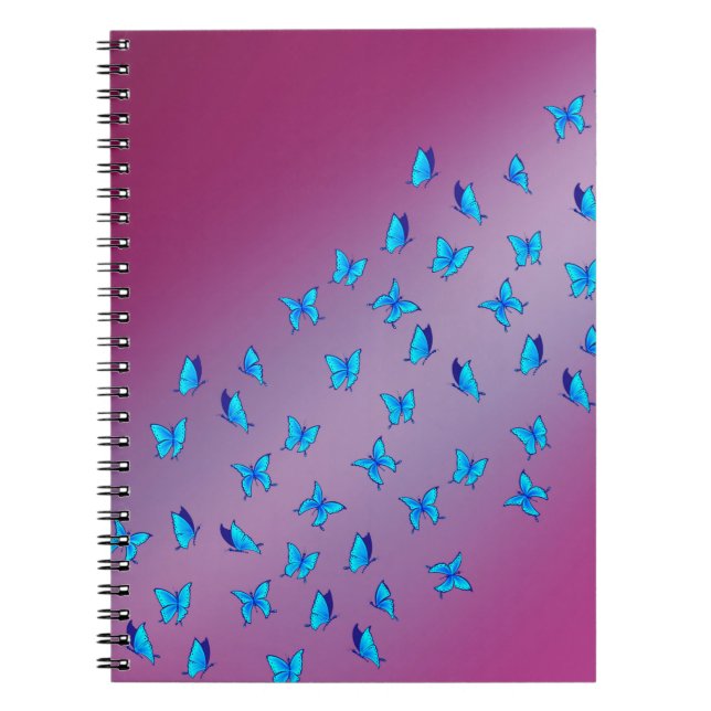Caderno Espiral Abstrato Blue Moonbeams and Butflies (Frente)