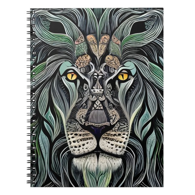 Caderno Espiral Abstrato Chique King Lion (Frente)