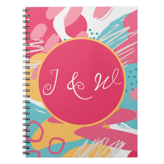 Caderno Espiral Abstrato Colorido Personalizado (Frente)