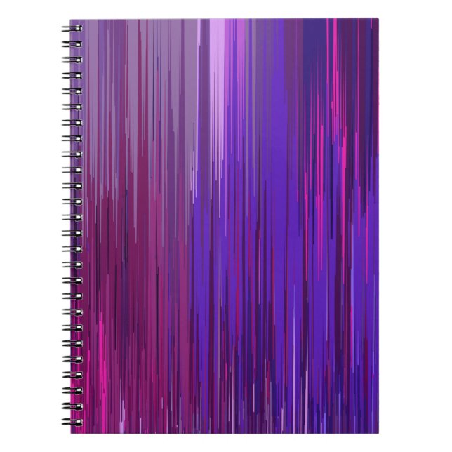 Caderno Espiral Abstrato com linha vertical fina e roxa (Frente)
