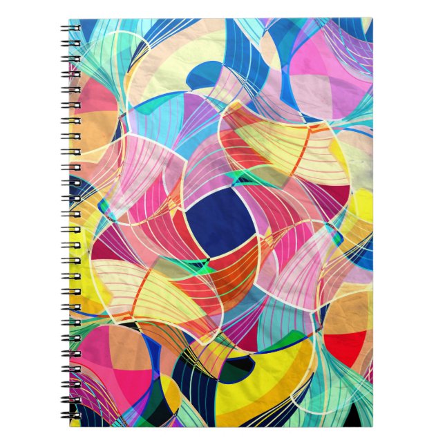 Caderno Espiral Abstrato cor d'água, fundo fantástico (Frente)