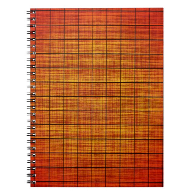 Caderno Espiral Abstrato Crosshatch Laranja e Preto (Frente)