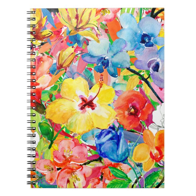 Caderno Espiral Abstrato d aquarela pintada manualmente com m (Frente)