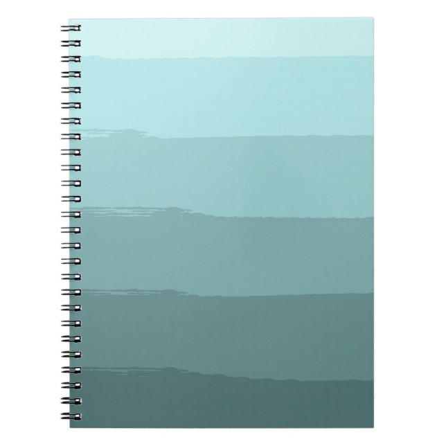 Caderno Espiral Abstrato de Aqua Teal Stripes (Frente)