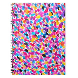 Caderno Espiral Abstrato de Aquarela Brilhante