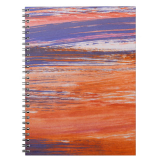 Caderno Espiral Abstrato de Aquarela: Mistura Azul Laranja