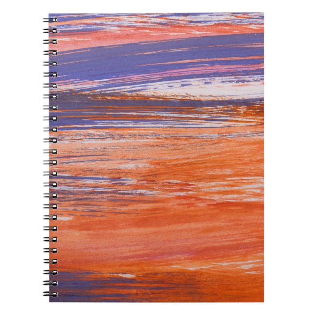 Caderno Espiral Abstrato de Aquarela: Mistura Azul Laranja (Frente)