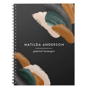 Caderno Espiral Abstrato de aquarela verde